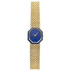 Vintage 1970s Piaget Octagonal 9341D2 18K YG Blue Lapis Lazuli Dial Manual 24mm