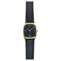 Vintage 1970s Corum 27174 18K Yellow Gold Peacock Feather Dial Manual 25mm