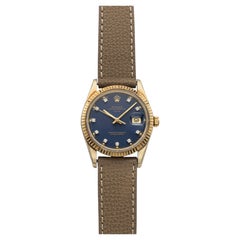 Vintage 1986 Rolex Oyster Perpetual Date 15037 14K YG Purple Diamond Auto 34mm