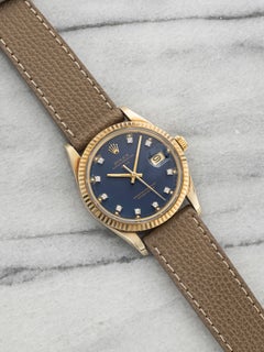 Vintage 1986 Rolex Oyster Perpetual Date 15037 14K YG Purple Diamond Auto 34mm