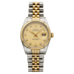 Vintage 1986 Rolex Datejust 16013 Two-Tone Champagne Diamond Dial Auto 36mm