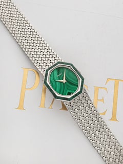 Vintage 1970s Piaget Octagonal 9341P5 18K WG Malachite Stone Dial Manual 23mm
