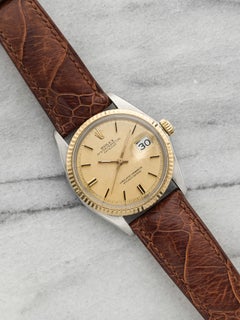 Vintage 1973 Rolex Datejust 1601 Two-Tone Champagne Linen Dial Automatic 36mm