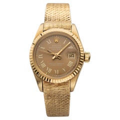 Vintage 1965 Rolex Lady Datejust 6917 18K YG Brown Havana Buckley Dial Auto 26mm