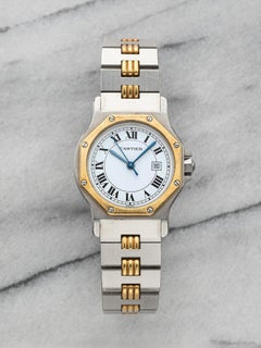 Vintage Cartier Santos Octagon 2966 Two-Tone Auto White Roman Dial 29mm