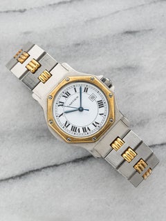 Vintage 1990s Cartier Santos Octagonal 0907 Two-Tone White Roman Dial 25mm
