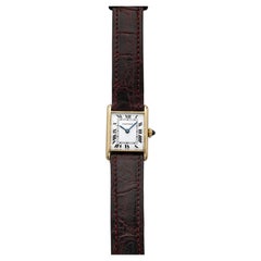 Vintage 1970s Cartier Lady Tank Louis 67117 18K YG White Roman Dial Manual 19mm