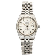 Vintage 1981 Rolex Datejust 16014 Stainless Steel Silver Linen Dial Auto 36mm