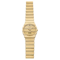 Vintage 1980s Piaget Polo 15562 Day-Date 18K YG Champagne Dial Quartz 32mm