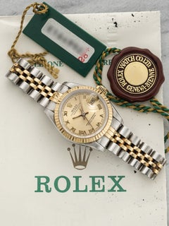Vintage 1990 Rolex Lady Datejust 69173 Two-Tone Champagne Roman Dial Auto 26mm