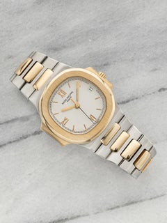 Vintage-Modell aus den 1980er Jahren: Patek Philippe Nautilus 3800/1AJ, zweifarbig, weiße römische Ziffern, Automatikwerk, 37,5 mm