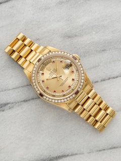 Rolex Day-Date 18378 de 1995, de oro amarillo de 18 quilates, con esfera de diamantes y rubíes en forma de cadena, automático, 36 mm