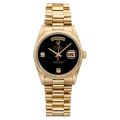 Vintage 1996 Rolex Day-Date President 18238 18K YG Onyx Stone Diamond Dial 36mm