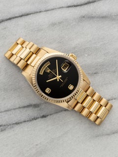 Vintage 1996 Rolex Day-Date President 18238 18K YG Onyx Stone Diamond Dial 36mm