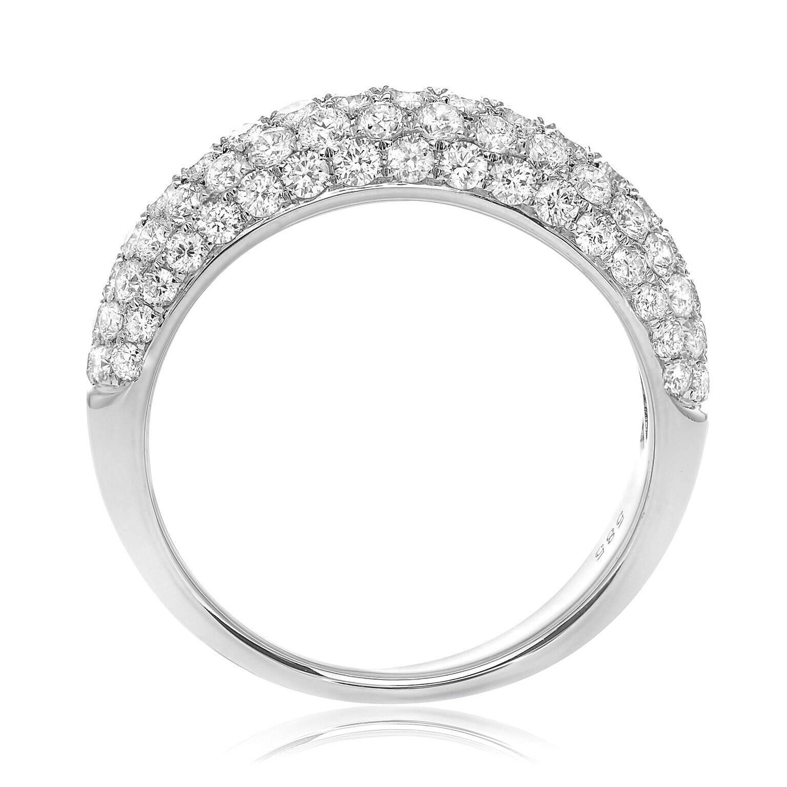 Contemporary Five-Row Diamond Pave Ring in White Gold For Sale