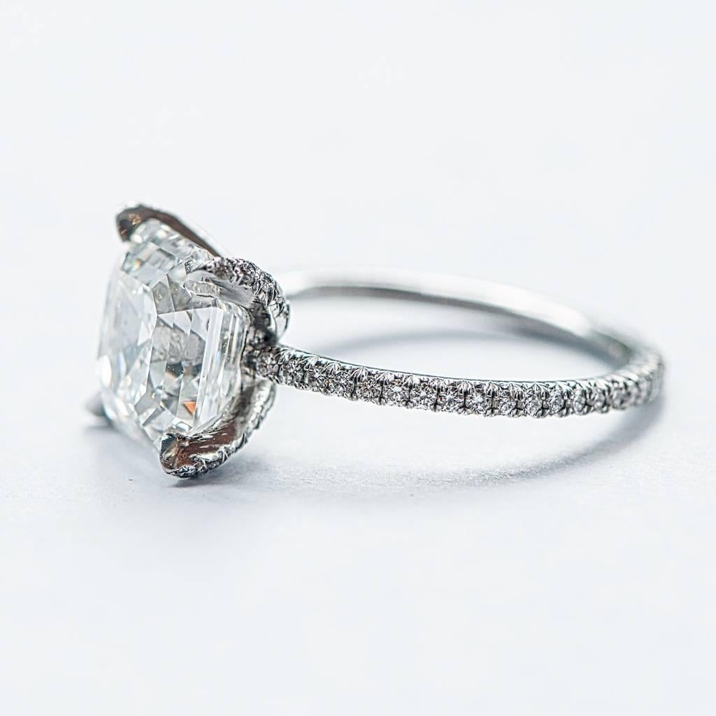 Marisa Perry Micro Pave Four Carat Royal Asscher Diamond Ring In New Condition In New York, NY