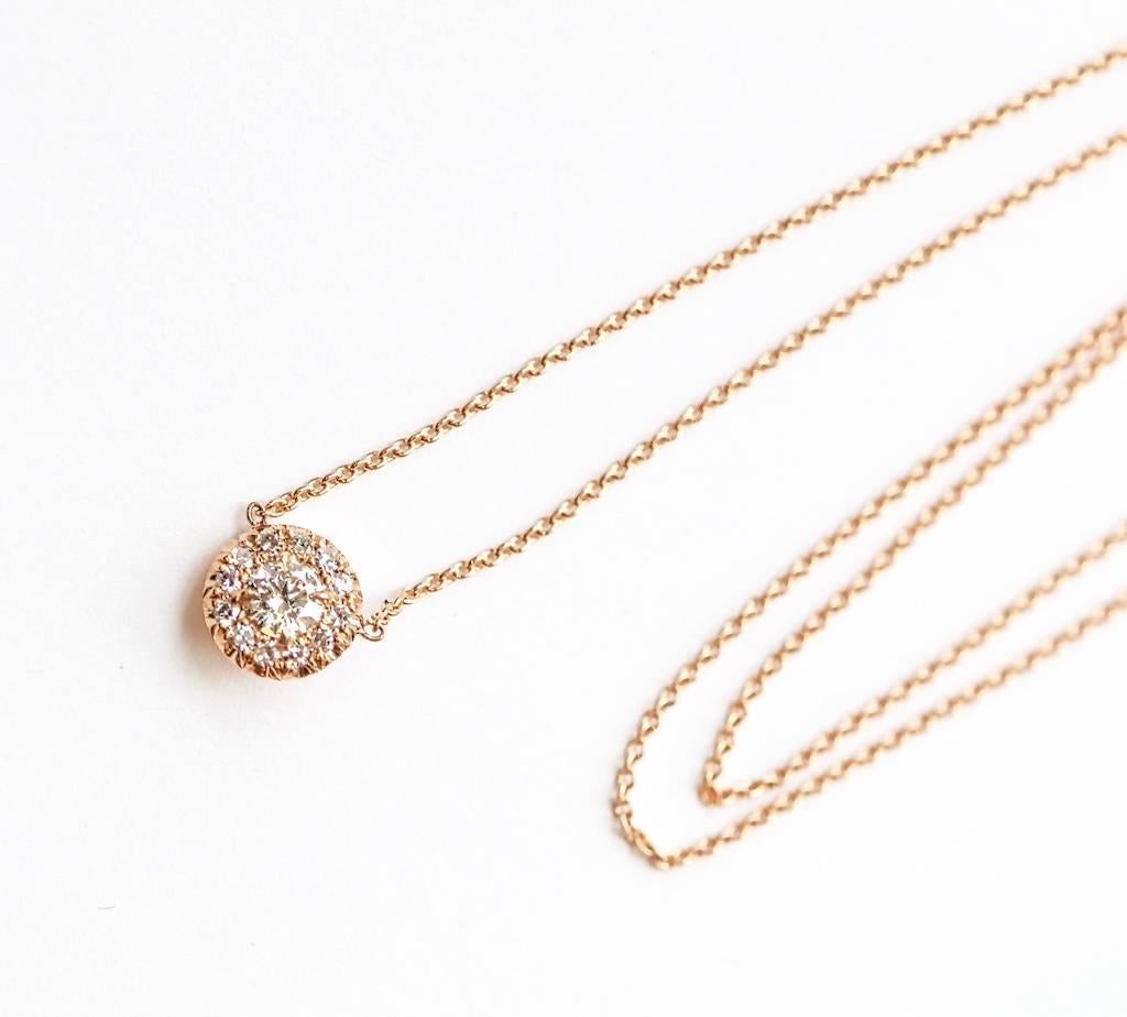 Forevermark Halo Pendant Rose Gold In New Condition For Sale In New York, NY