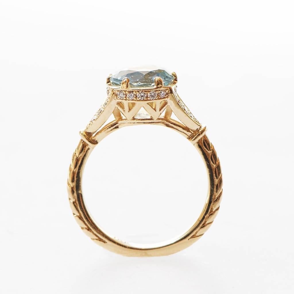 Marisa Perry 1.64 Carat Aquamarine Engagement Ring in Yellow Gold For Sale 1