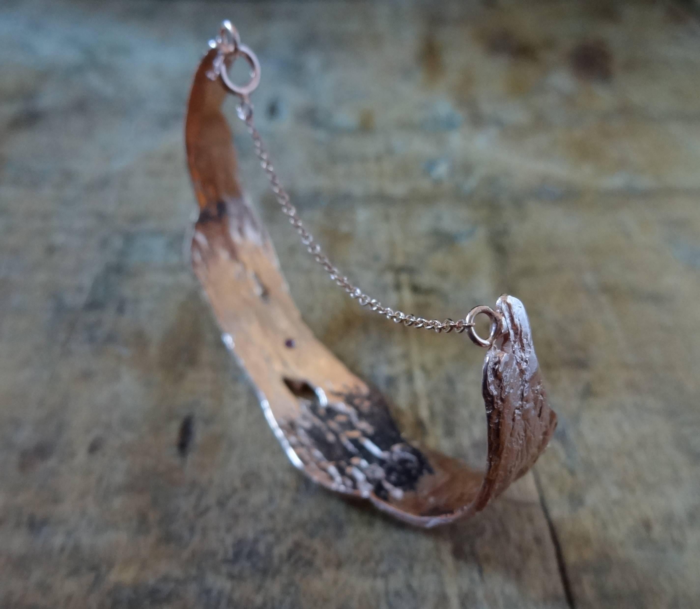 Driftwood Demi Cuff with Chain Rose Gold Overlay on Sterling Silver In New Condition For Sale In New York, NY