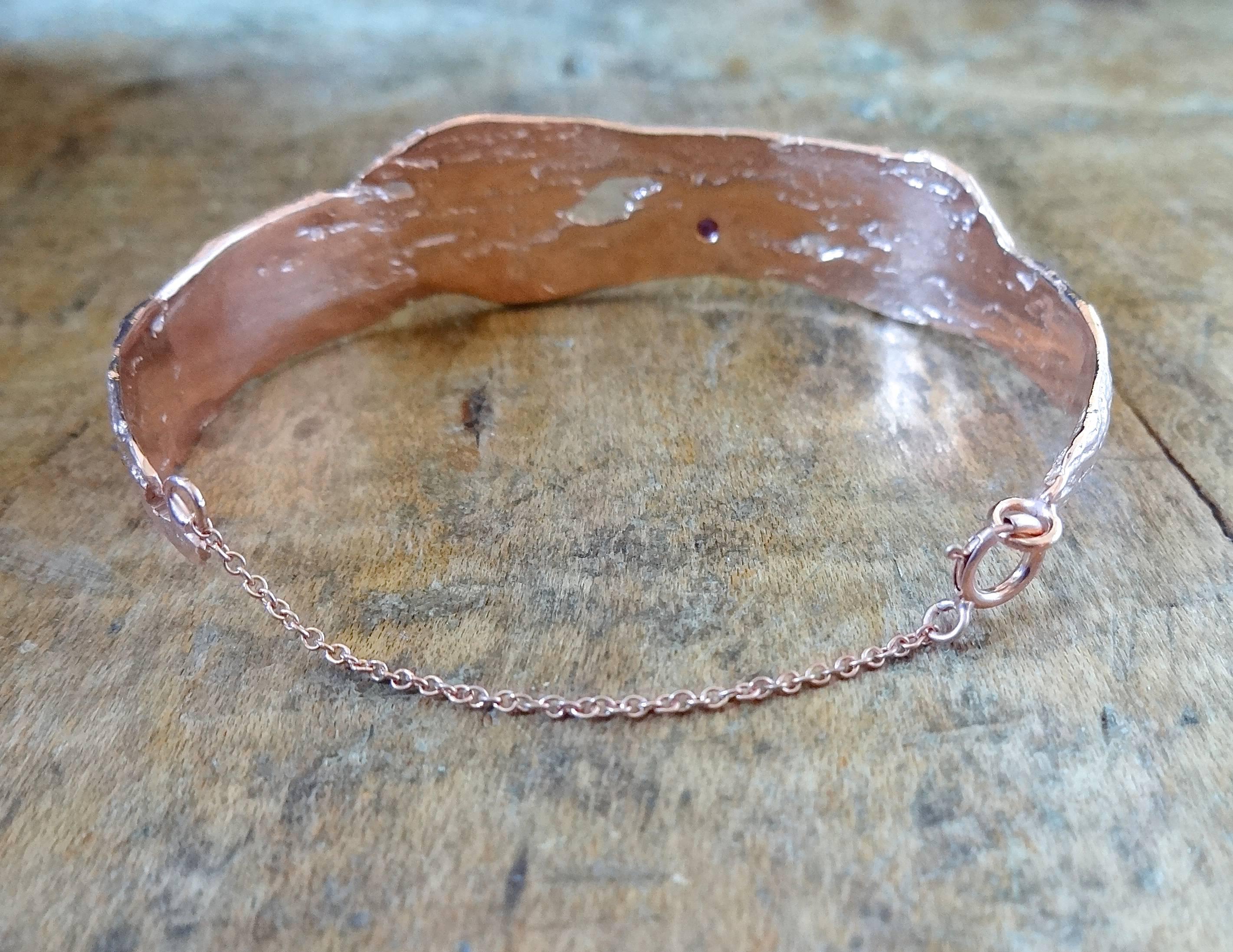 Women's Driftwood Demi Cuff with Chain Rose Gold Overlay on Sterling Silver For Sale