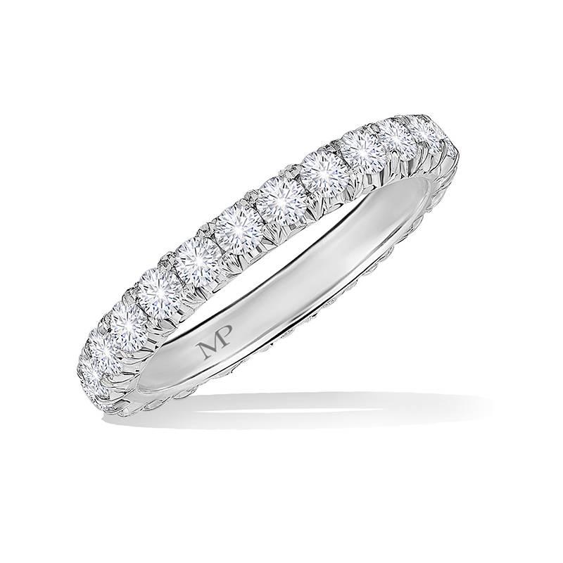 Marisa Perry five point diamond eternity band in platinum. This diamond eternity band makes the perfect wedding band. Also popular as push presents and anniversary gifts. Stackable with other eternity bands it sits flush with most Marisa Perry