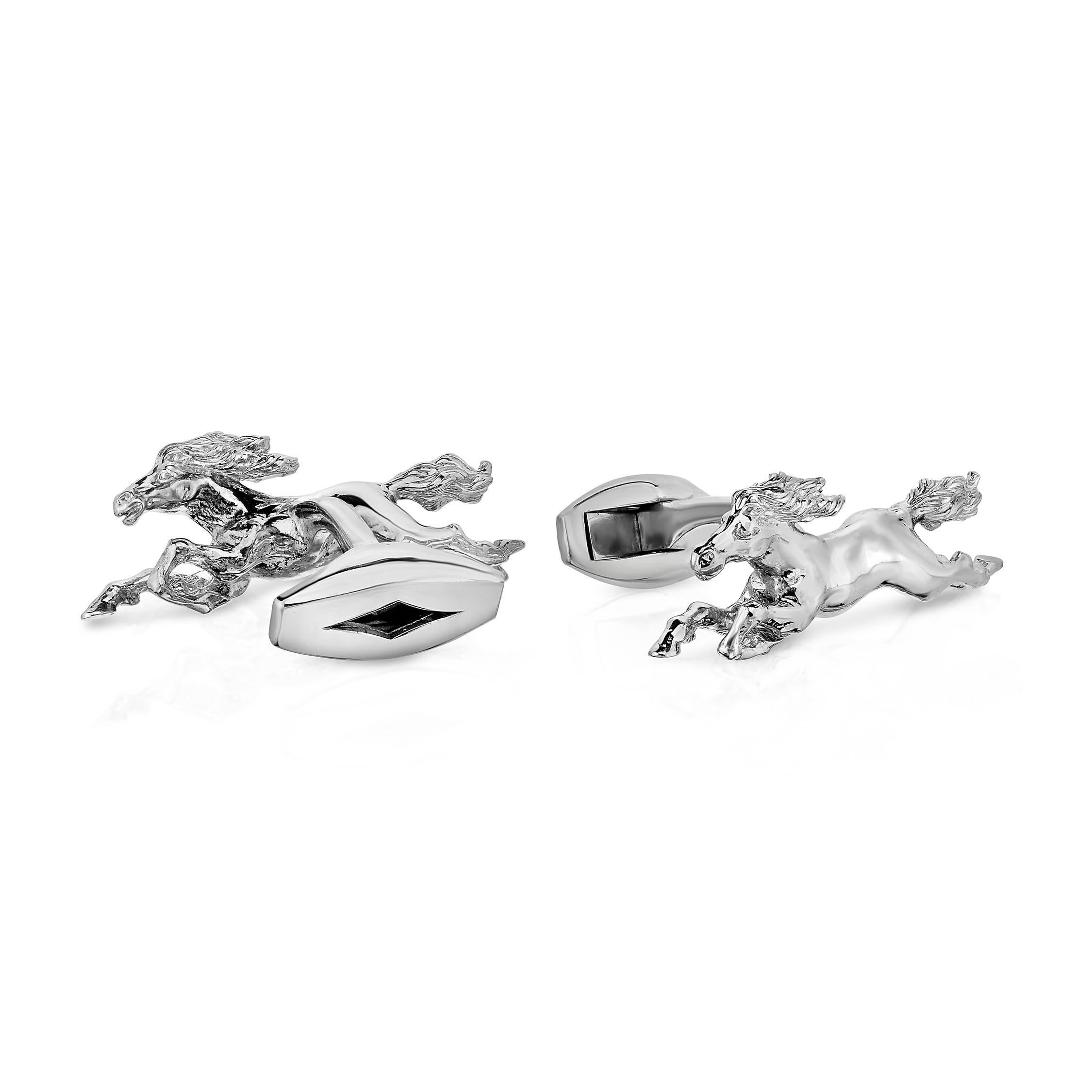 Running Horse Cufflinks in Sterling Silver hand crafted in New York City. Makes a perfect Father's Day gift or a gift for anyone who loves cufflinks. 

Marisa Perry's 'Running Horse' cufflinks are offered exclusively by Marisa Perry Atelier, a