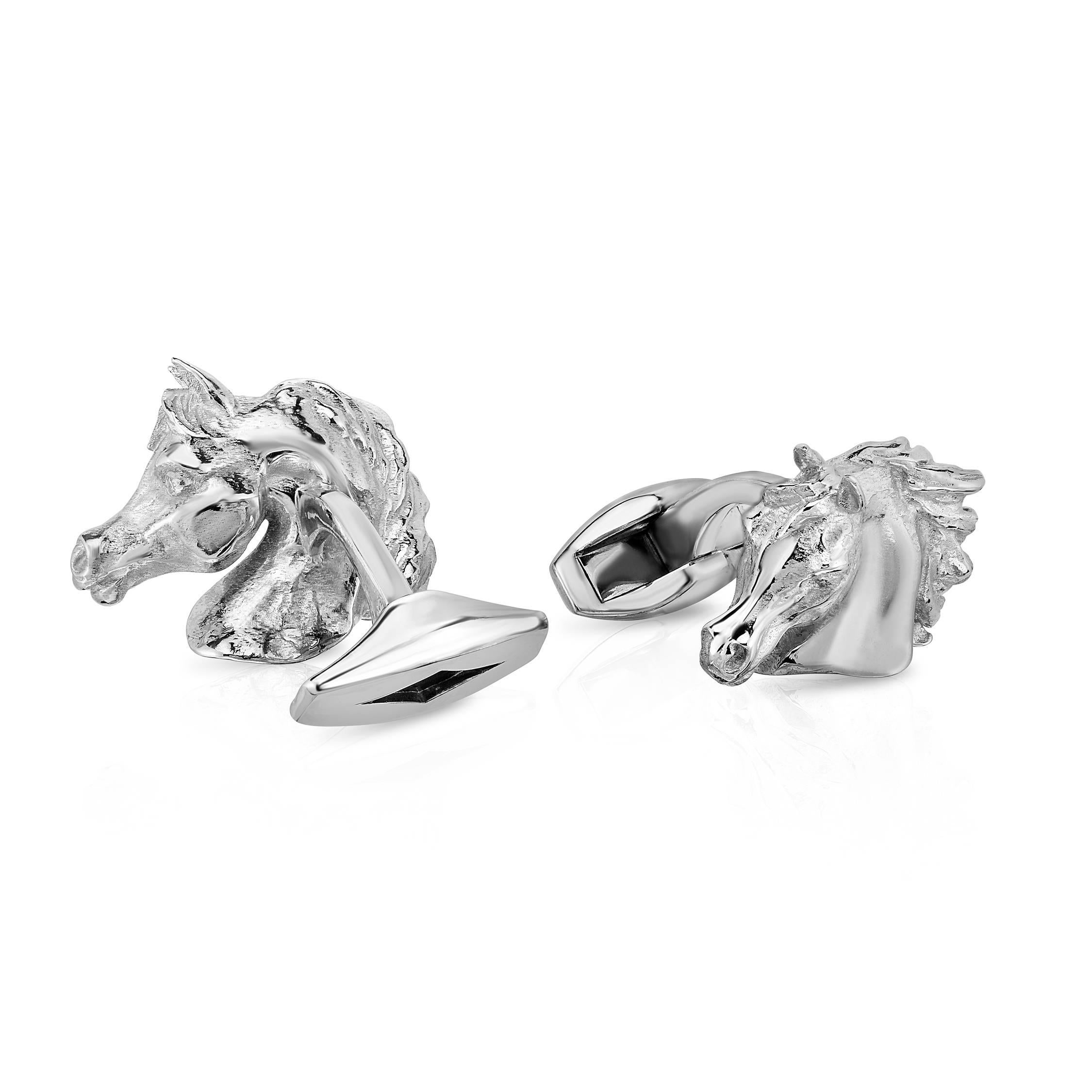 Marisa Perry Arabian Horse cufflinks in sterling silver. Hand made in New York City by a master jeweler. Perfect as a groomsman's gift or for Father's Day. Gender neutral, these make the perfect gift for anyone who loves elegance. Free shipping and