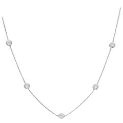 Bezel Set Diamond Necklace in White Gold