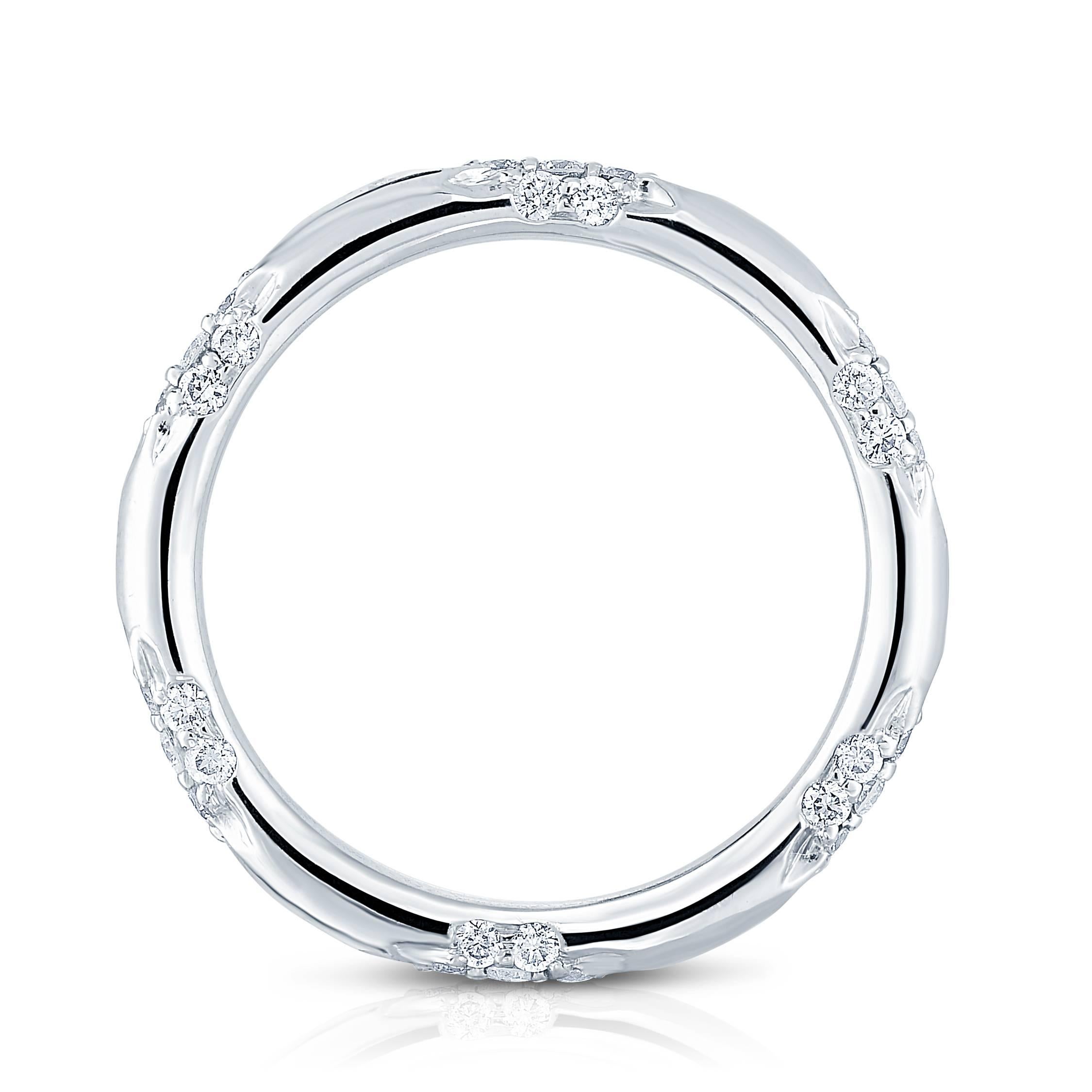 Marisa Perry Micro Pave 'Nesi' band is perfect for those deciding between a plain platinum wedding band and a micro pave wedding band. This ring also makes the perfect anniversary present, birthday gift or push present, especially for any April baby
