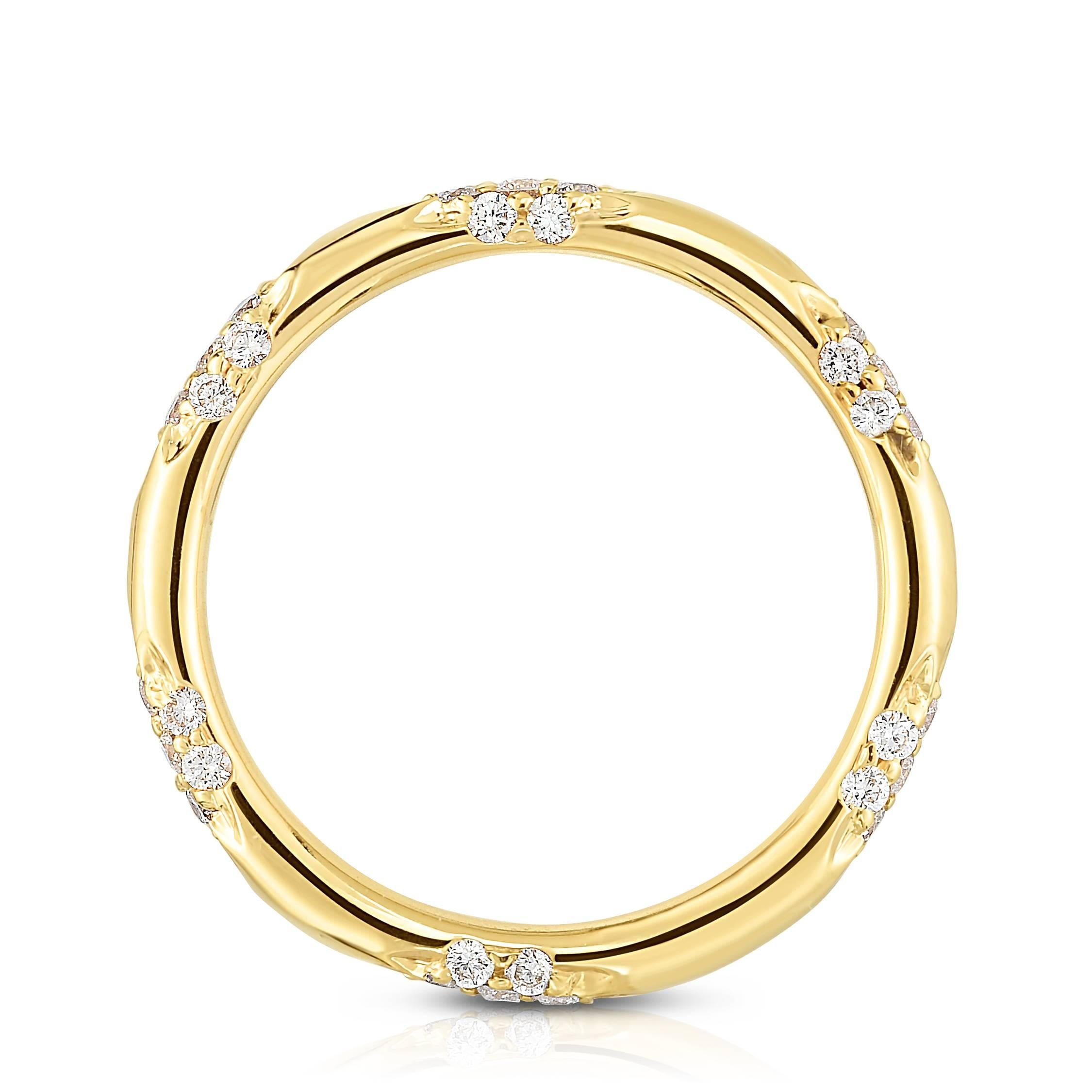 Micro Pave 'Nesi' band is perfect for those deciding between a plain  18k yellow gold wedding band and a micro pave wedding band. This ring also makes the perfect anniversary present, birthday gift or push present, especially for any April baby for