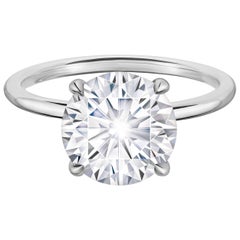 3.02 Carat Round Solitaire Diamond Engagement Ring in Platinum