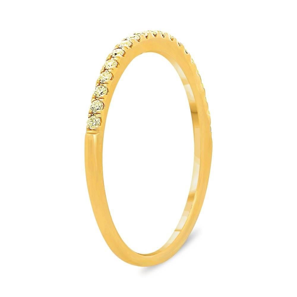 Yellow Diamond Pave Band Ring in 14kt Yellow with Yellow Diamonds. Perfect as a wedding band, push present, birthday or anniversary gift. Consider as an addition to your bridal jewelry collection. This ring contains 0.15 Fancy Light Yellow to Fancy