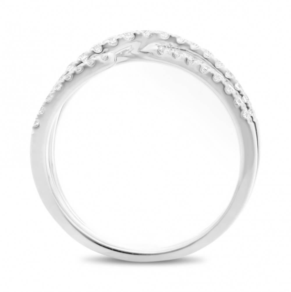 Contemporary Thin Diamond Overlapping Ring in White Gold For Sale