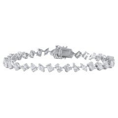 Mixed Shape Diamond Tennis Bracelet in 14K White Gold, 6.75 Carats