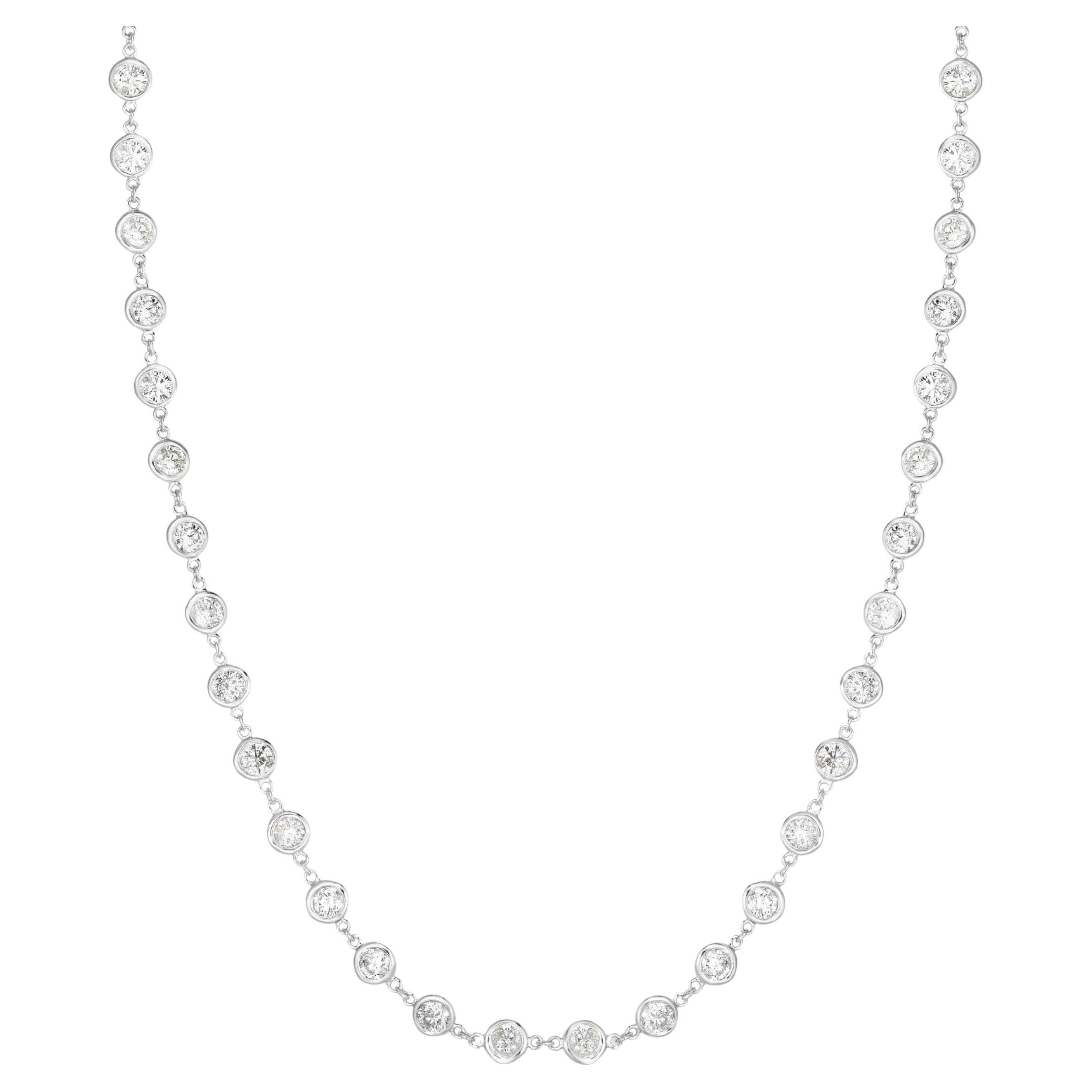 Collier de 36 pouces de diamants en or blanc 18 carats, 28,65 carats en vente