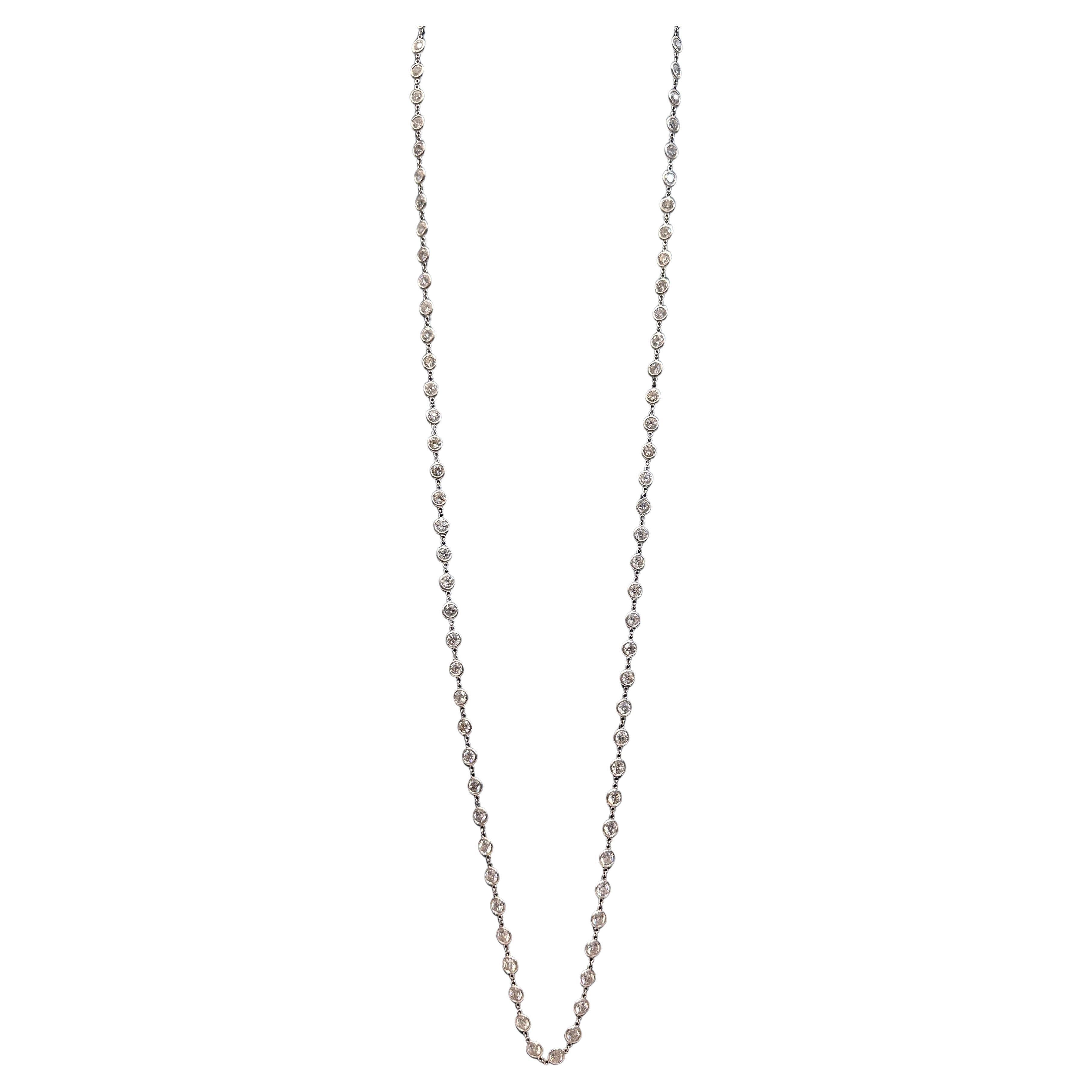 Collier de 36 pouces de diamants en or blanc 18 carats, 28,65 carats