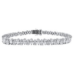 10,66 Karat birnenförmiges Diamant-Tennisarmband aus 14K Weißgold, 7 Zoll