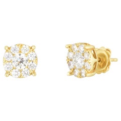 1,60 Karat Illusions-Diamant-Ohrringe aus 14K Gelbgold