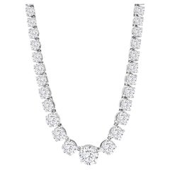 GIA Certified 42 Carat Graduated Tennis Necklace, 3 Carat Center