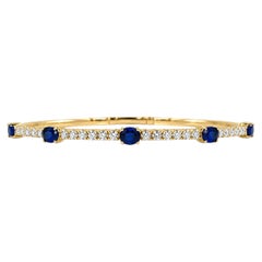 ADA Jewelry Natural Oval Blue Sapphire Station Bangle, 1.80 Carat, 14K Gold