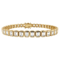 ADA Jewelry Natural Emerald Cut Diamond Bezel Tennis Bracelet, 8 Carats