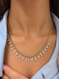 ADA Jewelry Natural Diamond Beaded Necklace in 14K Yellow Gold, 2.80 Carats
