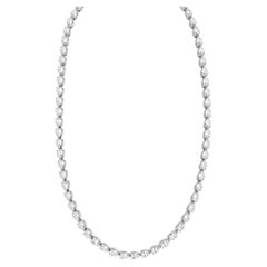 "ADA Jewelry" East-West Pear Shape Natural Diamond Tennis Necklace in 14K Gold