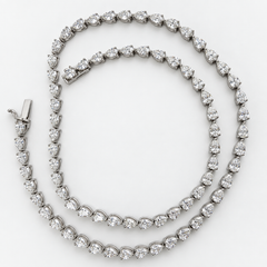 "ADA Jewelry" East-West Pear Shape Natural Diamond Tennis Necklace in 14K Gold