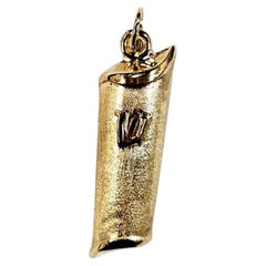 14K Yellow Gold Mezuzah Pendant, Textured and Polished Finish, Hollow, Unisex