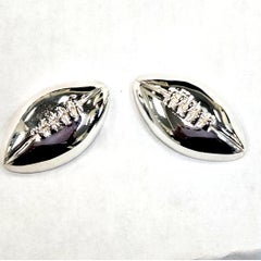 Sterling Silver Three-Dimensional Football Cufflinks, High Polish, Made in USA