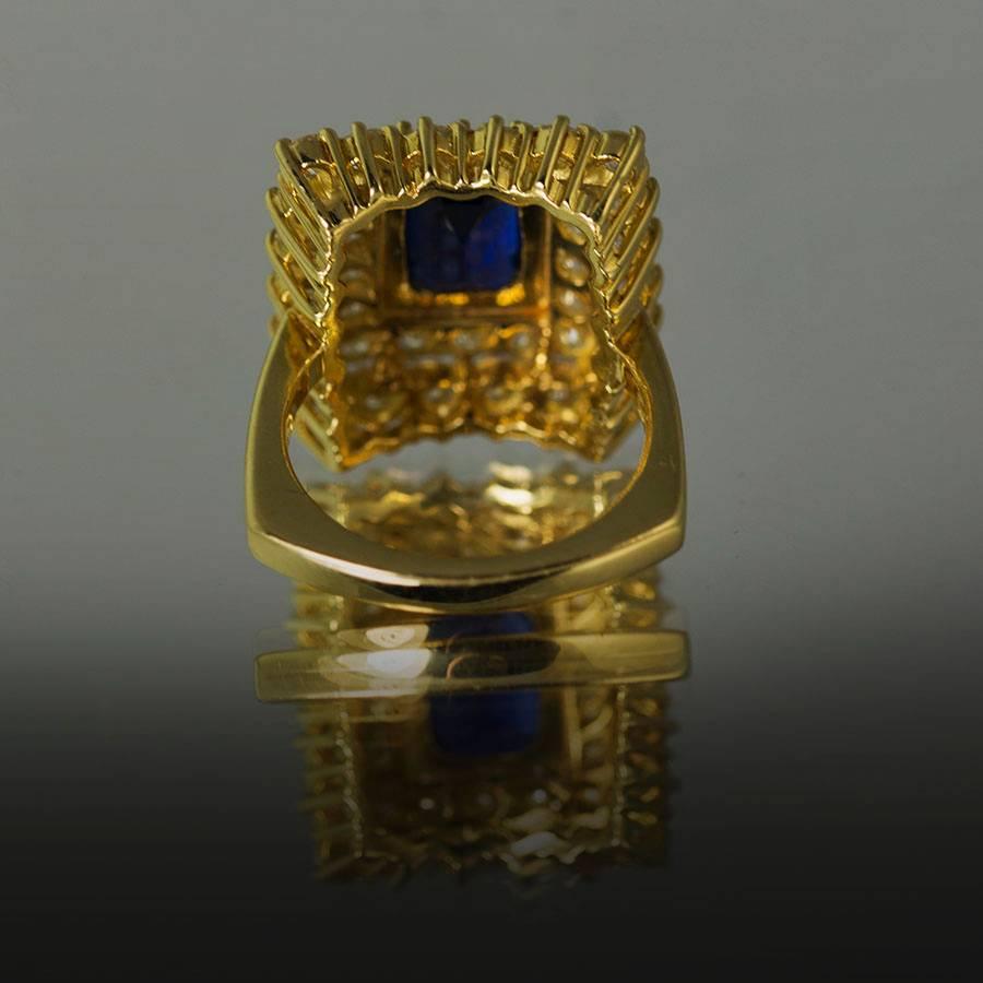 Keith Davis Sapphire Diamond Gold Ring  In Excellent Condition For Sale In Sarasota, FL