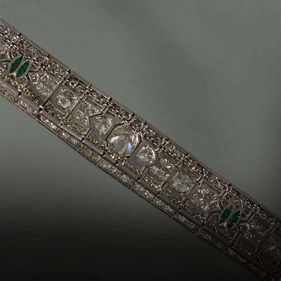 Art Deco Smaragd-Diamant-Platinarmband 1