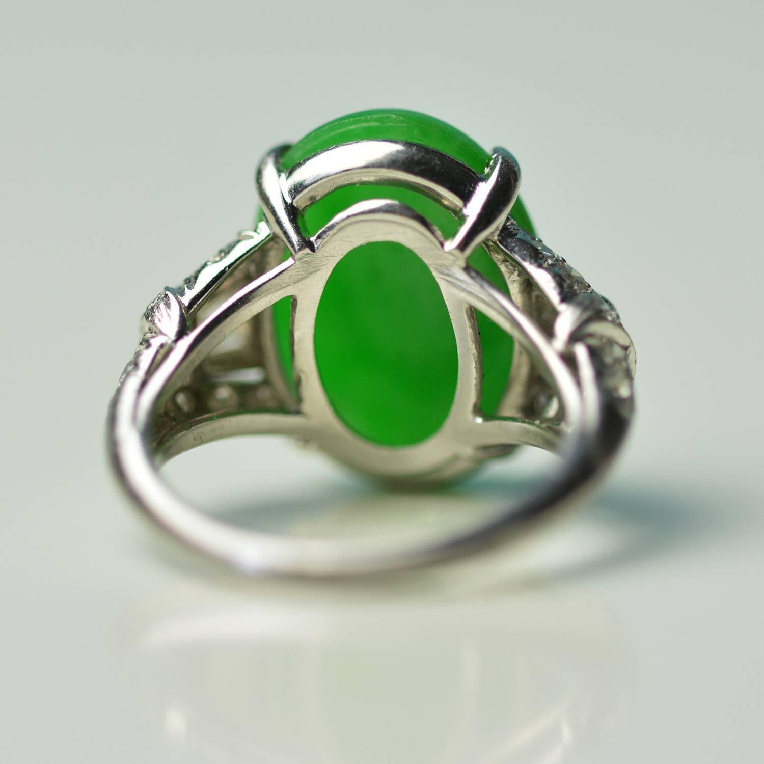 Antique Imperial Jade Platinum Ring For Sale at 1stdibs