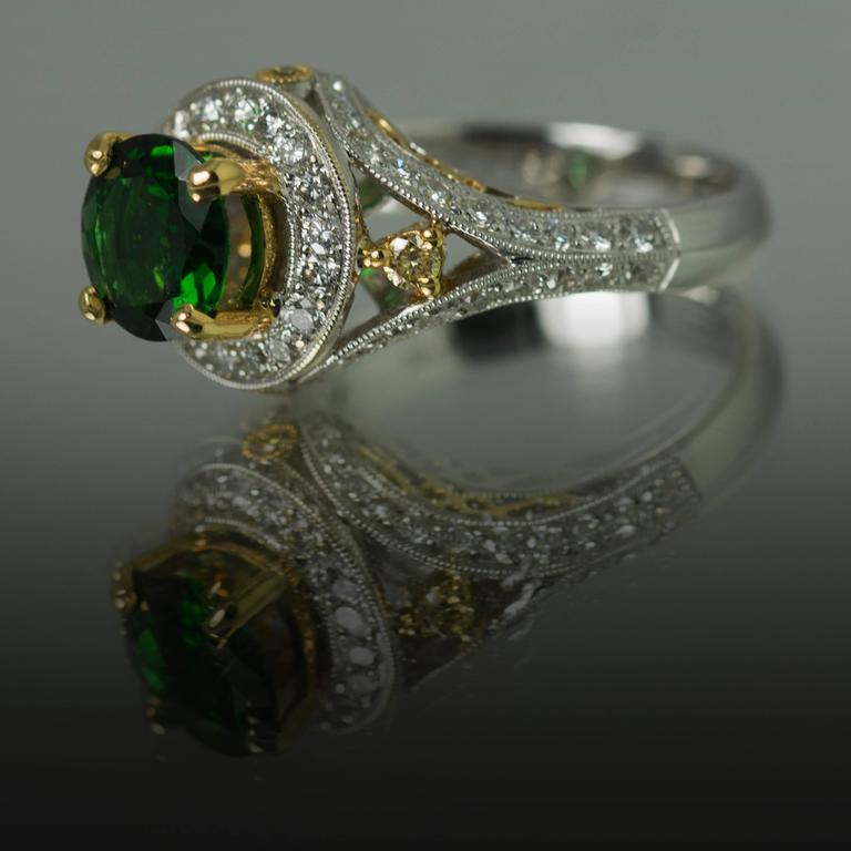 Chrome Tourmaline Diamond Gold Ring For Sale at 1stDibs